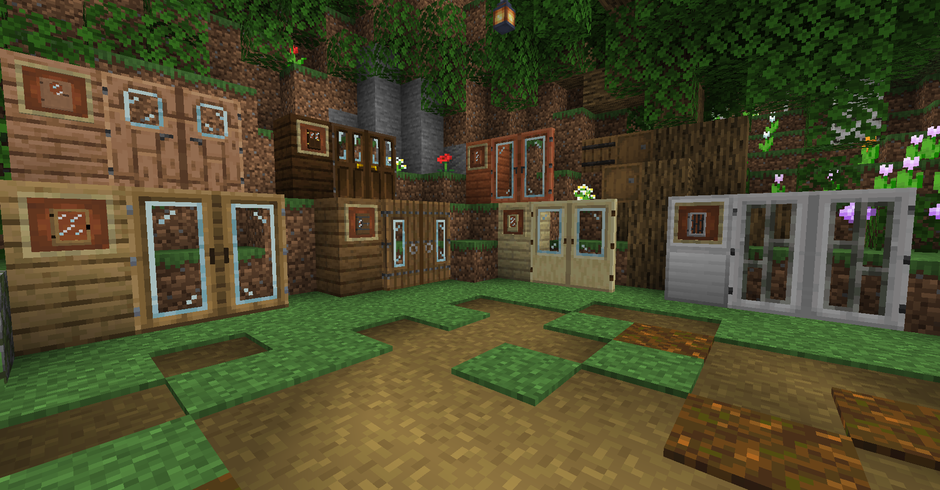 What is the title of this picture ? Minecraft Glass Doors mod 2021 download