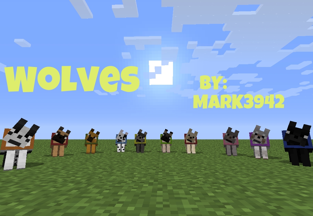 screenshot of addon Mark’s Wolf and Cat textures (16 × 16) .